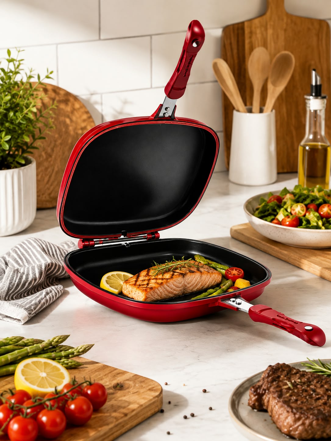 double - Sided Nonstick Flip Frying Pan - Easy cook Reversible Skillet